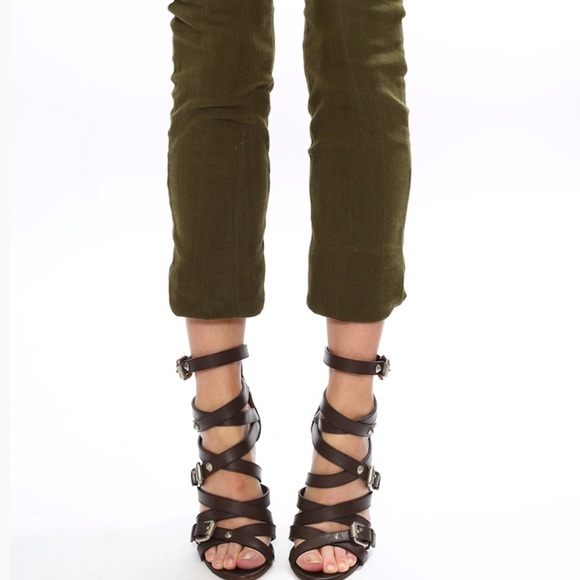 GIUSEPPE ZANOTTI dark brown strappy military green canvas high heel sandals - Picture 13 of 13